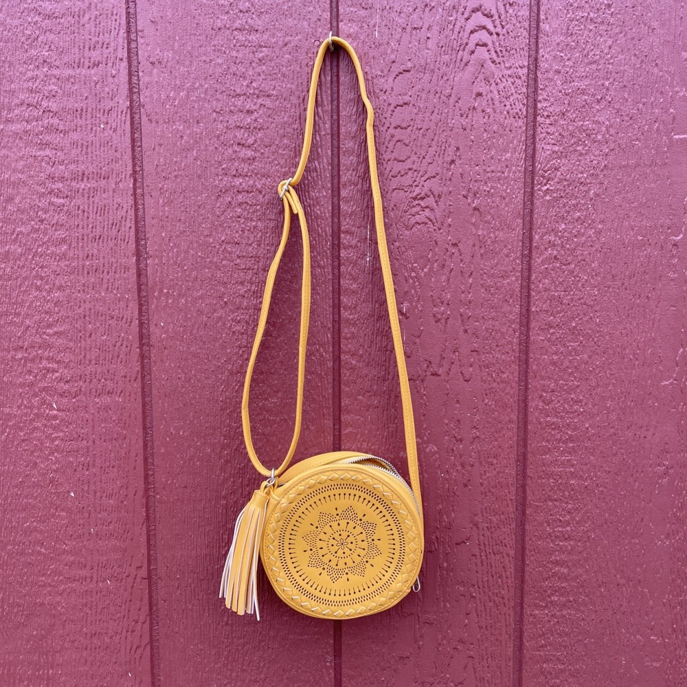 Art Class Golden Yellow Cross Body Bag Round Purse Target  7" #O01